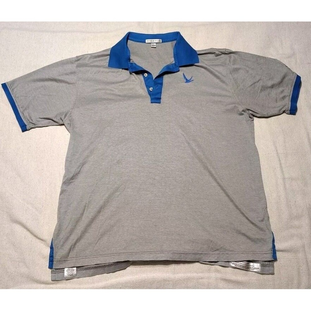 Peter Millar Polo‎ Shirt Men Large Grey Goose Golfing Short Sleeve Outdoor D